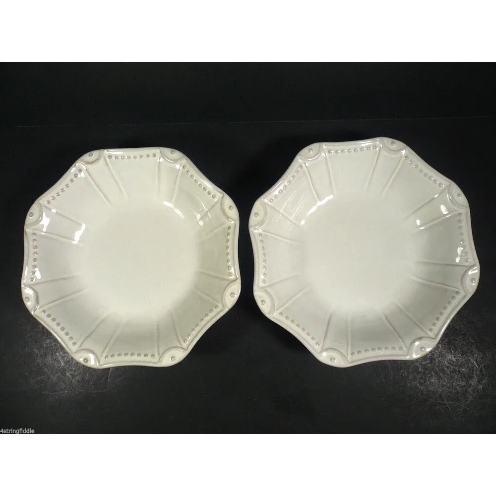 2 Art Pottery Accent White Bowls 8 1/2